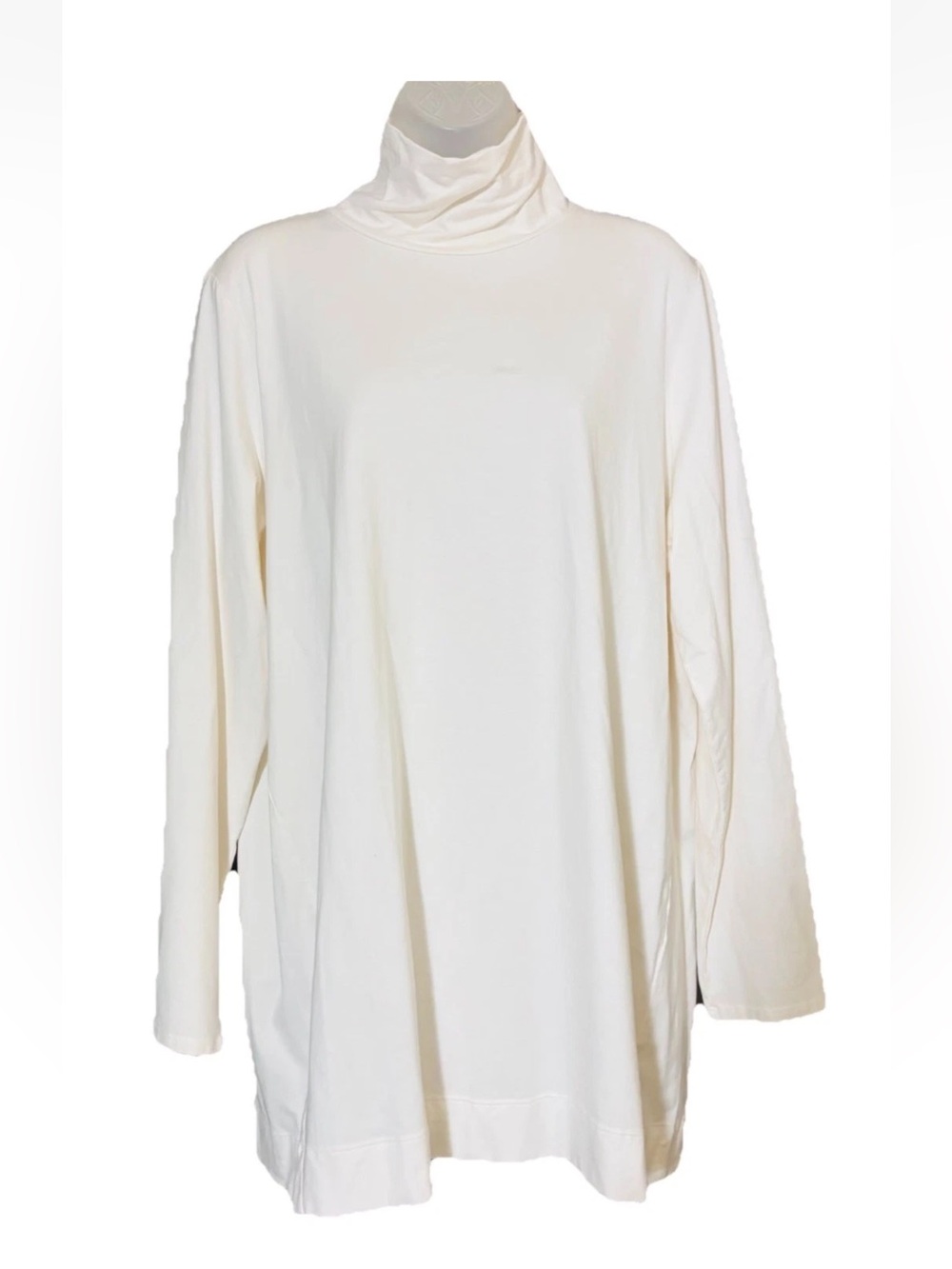 J.Jill Luxe Supima Turtleneck Tunic Long Sleeve Top Ivory Size XL Women's